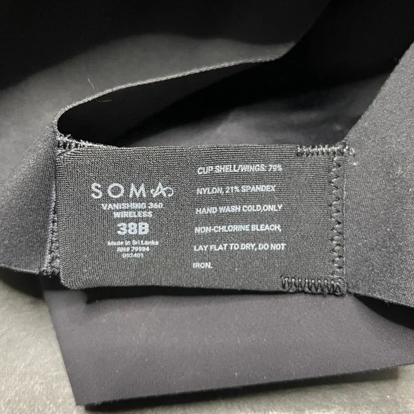 Soma Vanishing 360 Wireless Bra Black Size 38B Comfortable Everyday Support - Picture 4 of 4